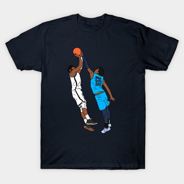 Ja Morant Blocks Kyrie's Game Winner T-Shirt by rattraptees